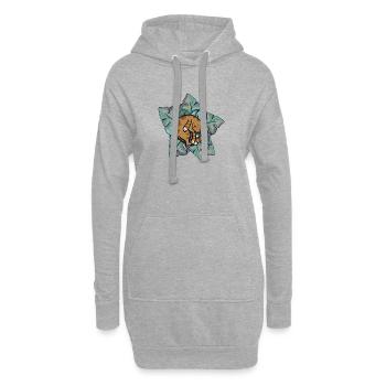 Chat fait la sieste sur des feuilles de monstera - Sweat-shirt à capuche long Femme - gris chiné - Devant