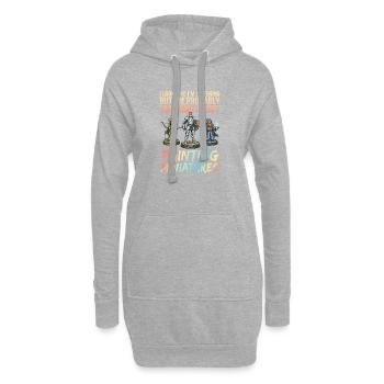 Denker beim Malen von Miniaturen - Hoodie-Kleid - Grau meliert - Vorne
