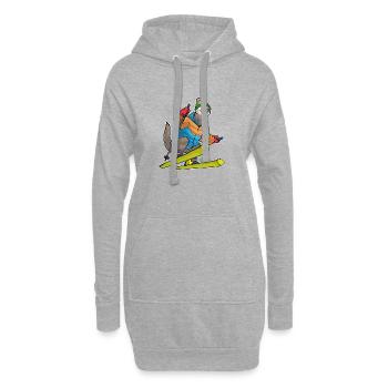 Frettchen Skifahrer Ski Wintersport - Hoodie-Kleid - Grau meliert - Vorne