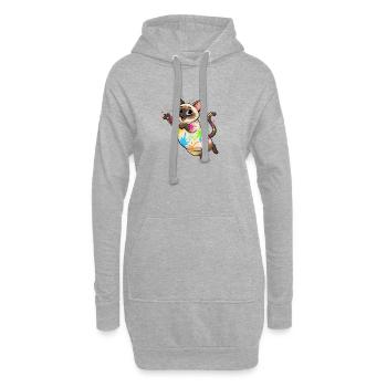Éclaboussures colorées de Chat - Sweat-shirt à capuche long Femme - gris chiné - Devant