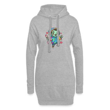 Motif coloré de sweat à capuche zombie - Sweat-shirt à capuche long Femme - gris chiné - Devant