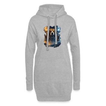 Mondbeagle Nachtzauber Beagle - Hoodie-Kleid - Grau meliert - Vorne