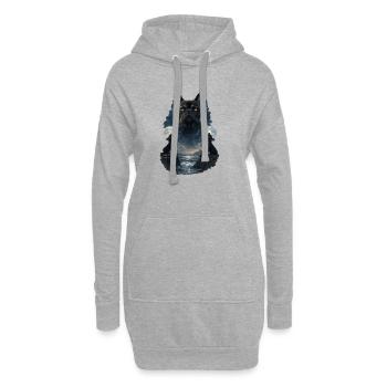 Frenchie Bouledogue Français Deux Lunes - Sweat-shirt à capuche long Femme - gris chiné - Devant