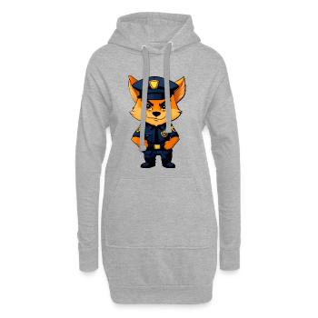 Policière Foxes / Police Fox - Sweat-shirt à capuche long Femme - gris chiné - Devant