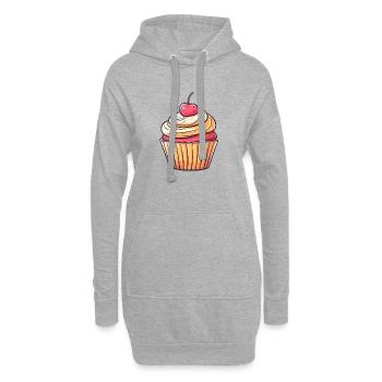Illustration de cupcakes Krem aux cerises - Sweat-shirt à capuche long Femme - gris chiné - Devant