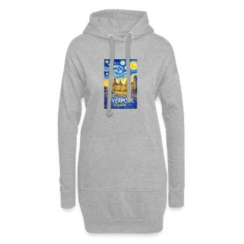 Liverpool England Skyline im Van-Gogh-Stil - Hoodie-Kleid - Grau meliert - Vorne
