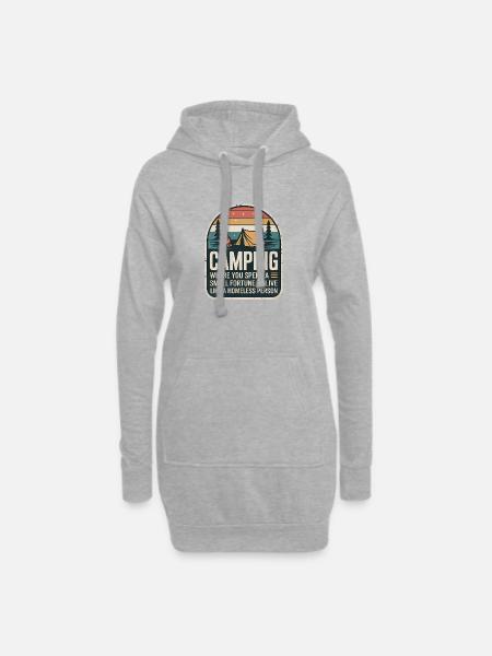 Camping Retro Design - Hoodie-Kleid - Grau meliert