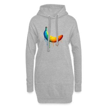 Banane mit buntem Farbverlauf - Hoodie-Kleid - Grau meliert - Vorne