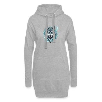 Eiswolf im Kristallkreis - Hoodie-Kleid - Grau meliert - Vorne