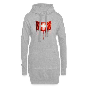 Abtropfende Schweizer Flagge - Hoodie-Kleid - Grau meliert - Vorne