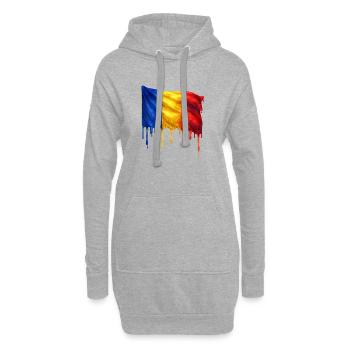 Tropfende Rumänien Flagge Kunst - Hoodie-Kleid - Grau meliert - Vorne