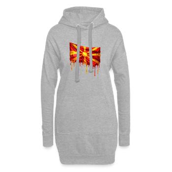 Mazedonische Flagge Tropfen - Hoodie-Kleid - Grau meliert - Vorne