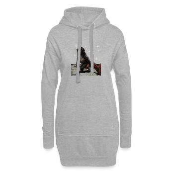Bébé Singe Coup de Poing - Sweat-shirt à capuche long Femme - gris chiné - Devant