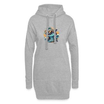 Delfin mit Sonnenbrille Surf-Tropen-Design - Hoodie-Kleid - Grau meliert - Vorne