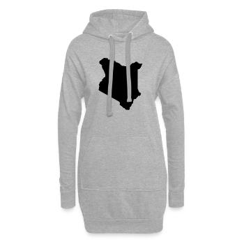 Carte du Kenya - Sweat-shirt à capuche long Femme - gris chiné - Devant