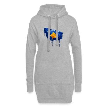 Kosovarische Flagge bunte Farbe - Hoodie-Kleid - Grau meliert - Vorne