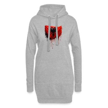 Albanische Flagge in bunten Farben - Hoodie-Kleid - Grau meliert - Vorne