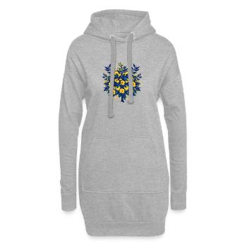 Blau Gold Blütenkreis Muster - Hoodie-Kleid - Grau meliert - Vorne