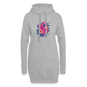 Tropische Hibiskus Blütenpracht - Hoodie-Kleid - Grau meliert - Vorne