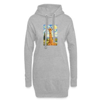 Giraffe im Sternennacht-Stil - Hoodie-Kleid - Grau meliert - Vorne