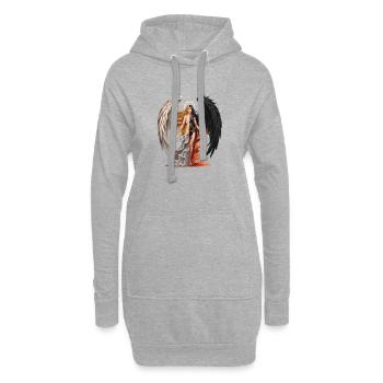 Ange et Femme Démon Ailes de Lumière et D’Ombre - Sweat-shirt à capuche long Femme - gris chiné - Devant