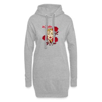 In Liebe Romantische Line Art Frau Rosen - Hoodie-Kleid - Grau meliert - Vorne