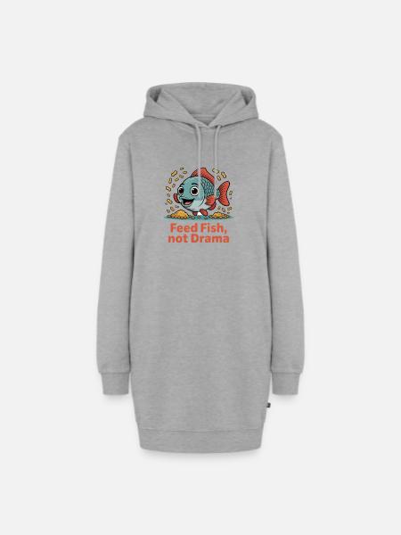 Füttern Sie Fische und kein Drama Aquarienliebhaber Geschenk - Hoodie-Kleid - Grau meliert