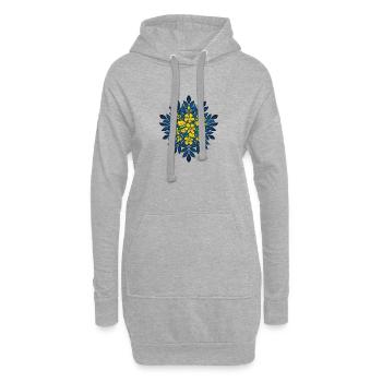 Blau Gelb Blumenkonstellation Mandala - Hoodie-Kleid - Grau meliert - Vorne
