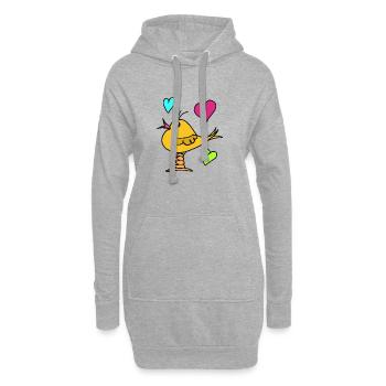 Vogel Herz Comic Vögel lustig - Hoodie-Kleid - Grau meliert - Vorne