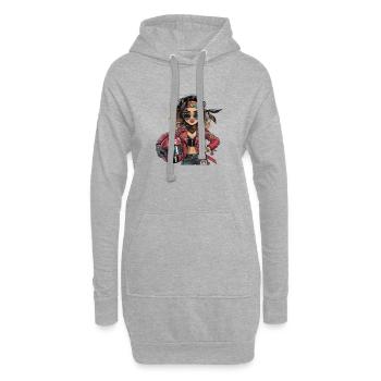 Coole Bikerin Mit Rotem Motorradhelm Rockige - Hoodie-Kleid - Grau meliert - Vorne