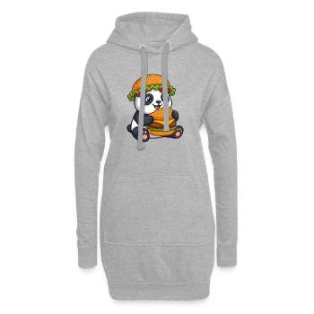 Panda mignon avec un dessin animé Burger - Sweat-shirt à capuche long Femme - gris chiné - Devant