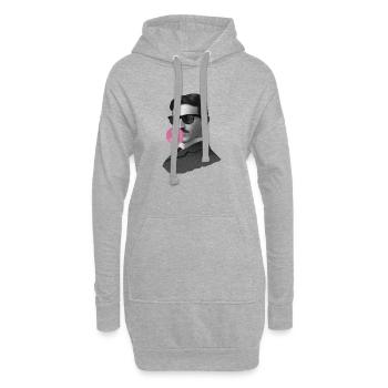 Nikola mit Kaugummi und Sonnenbrille - Hoodie-Kleid - Grau meliert - Vorne