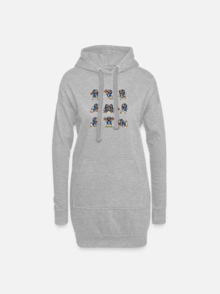 Suesser Mops Football Spieler Touchdown - Hoodie-Kleid - Grau meliert