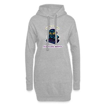 Night Owl schlägt DJ Owl - Hoodie-Kleid - Grau meliert - Vorne