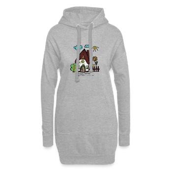 Kleine Hütte Haus Cartoon Häuser  - Hoodie-Kleid - Grau meliert - Vorne