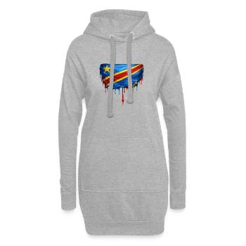 Kongo Flagge in Tropfenkunst - Hoodie-Kleid - Grau meliert - Vorne