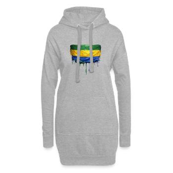 Gabon Flagge in Tropfenkunst - Hoodie-Kleid - Grau meliert - Vorne