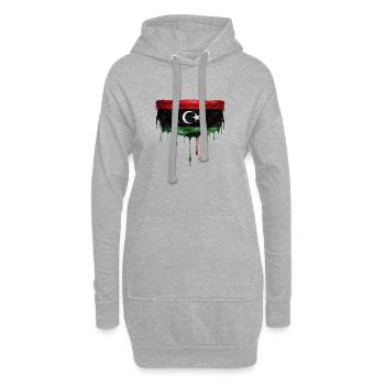 Conception de la chute du drapeau libyen - Sweat-shirt à capuche long Femme - gris chiné - Devant