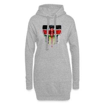 Kenya Flagge in Tropfenkunst - Hoodie-Kleid - Grau meliert - Vorne