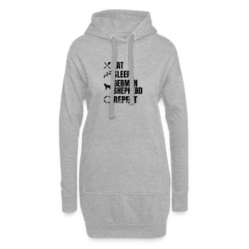 Mange, dors, Berger allemand, répète - Sweat-shirt à capuche long Femme - gris chiné - Devant