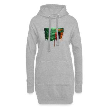 Drapeau zambien avec peinture dégoulinante - Sweat-shirt à capuche long Femme - gris chiné - Devant