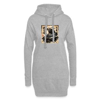 Samurai Pug Japanese Calligraphy Artwork - Hoodie Dress - heather grey - Front