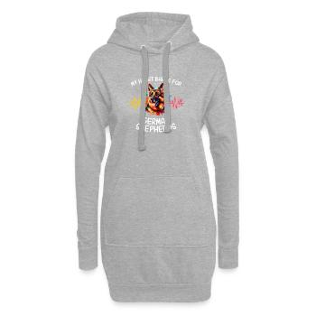 Ligne du cœur du berger allemand - Sweat-shirt à capuche long Femme - gris chiné - Devant