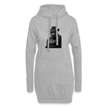 Gorille avec chapeau, lunettes de soleil et cigare - Sweat-shirt à capuche long Femme - gris chiné - Devant