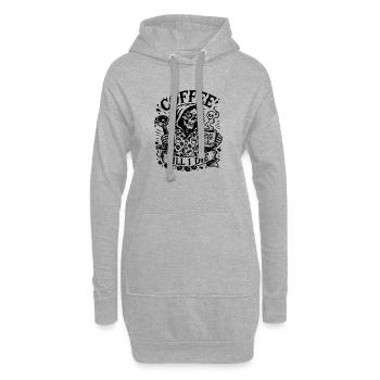Sans café sans moi, café jusqu’à ma mort... - Sweat-shirt à capuche long Femme - gris chiné - Devant