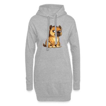 Dessin animé de hyène sceptique mignon, drôle, fantaisiste - Sweat-shirt à capuche long Femme - gris chiné - Devant