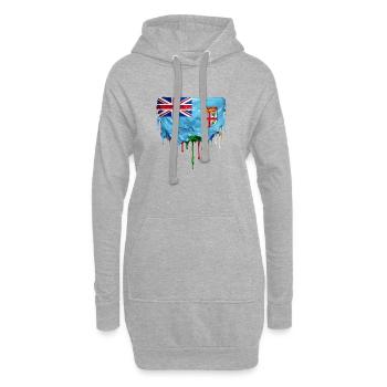 Fidschi tropfende Flagge - Hoodie-Kleid - Grau meliert - Vorne