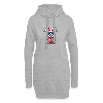 Hase Comic Urlaub - Hoodie-Kleid - Grau meliert - Vorne
