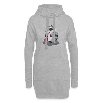 Raccoon Bottle of Red Wine - Hoodie Dress - heather grey - Front