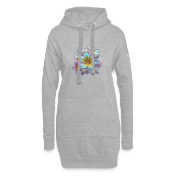 Explosion de couleurs de plumeria arc-en-ciel - Sweat-shirt à capuche long Femme - gris chiné - Devant